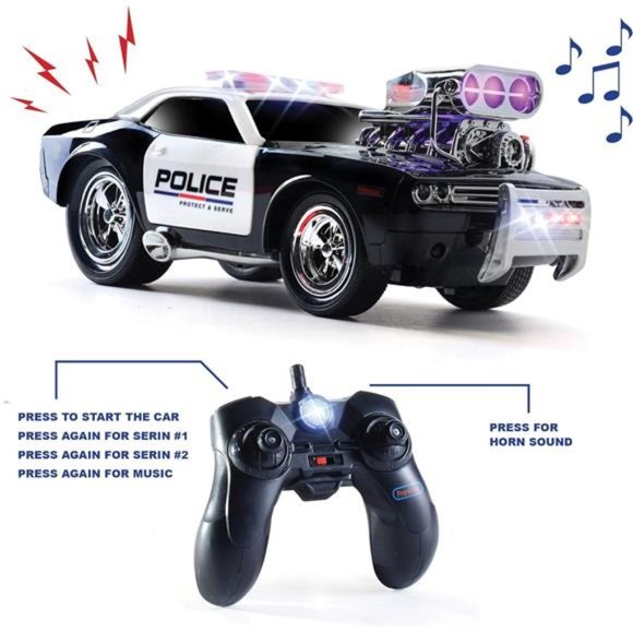 RC Police Car Remote Control Police Car RC Toys with Lights and Siren For Kids - Picture 4 of 6